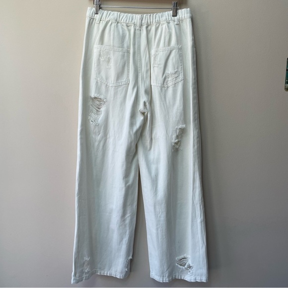 Pol Wide Leg Baggy Ripped White Denim Jeans 100% Cotton Women’s Size M - Picture 4 of 8